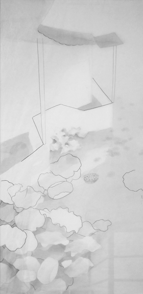 沈勤, 园之三, 纸本水墨, 138×68cm, 2013