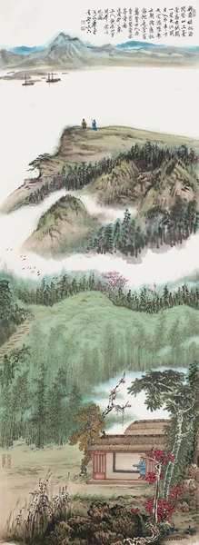 艾米李画廊参展作品 萧平 龚贤诗意图 纸本设色139x51cm 2018