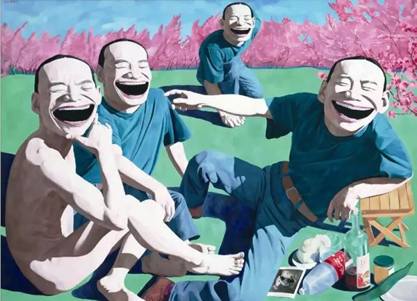  岳敏君 《草地上的午餐》 1994 年作