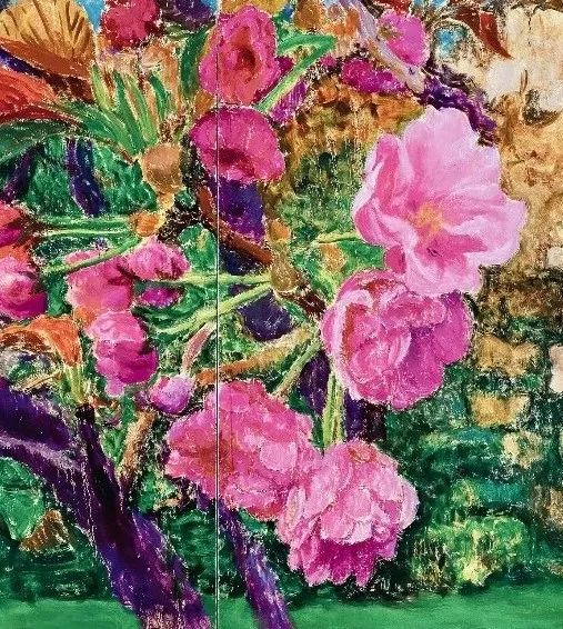 《晚樱和桃花》 局部