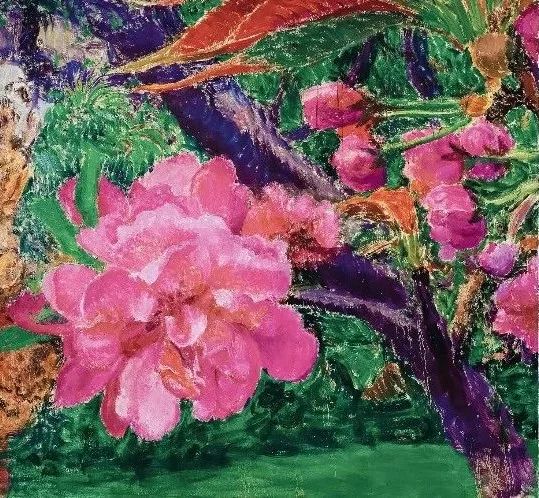 《晚樱和桃花》 局部
