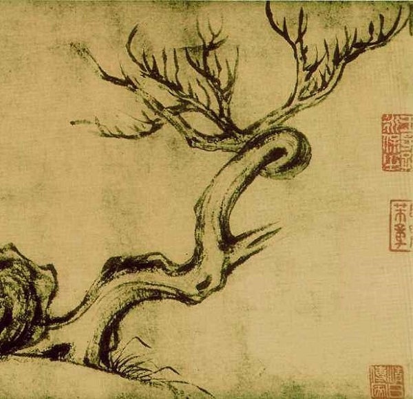 《枯木怪石图》资料图片局部