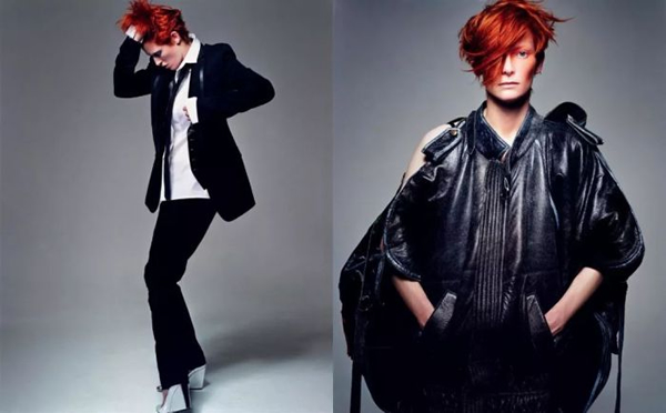 在一组2003年的VOGUE Italia的大片中，Tilda Swinton演绎Bowie