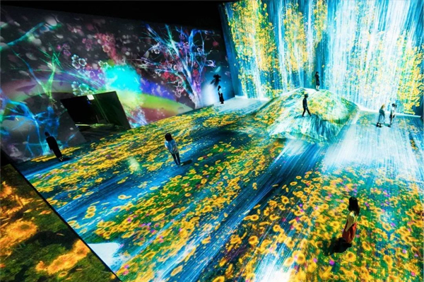 Universe of Water Particles on a Rock where People Gather