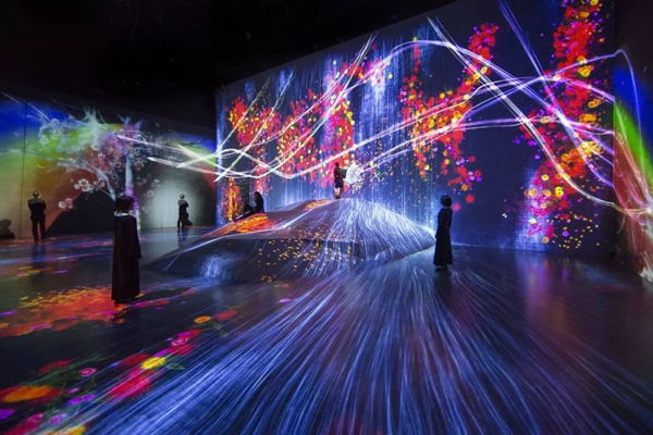 Universe of Water Particles on a Rock where People Gather
