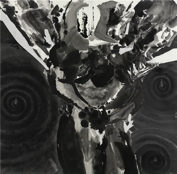 孙盟  它来了  纸本水墨  138x138cm  2018