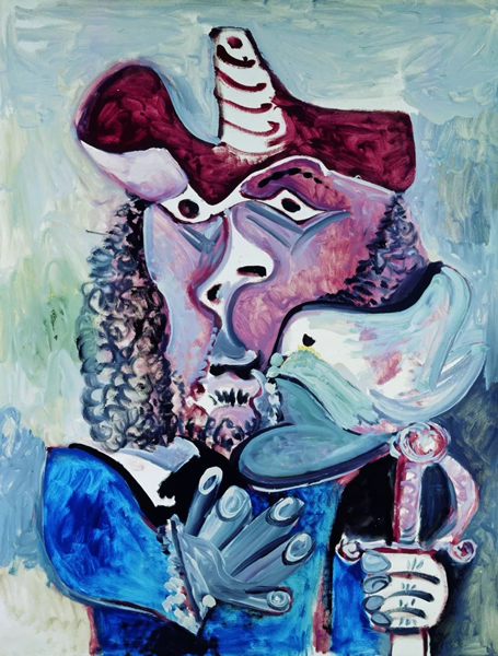 巴勃罗·毕加索（西班牙） 带鸟的步兵 146cm×114cm 布面油彩 1971