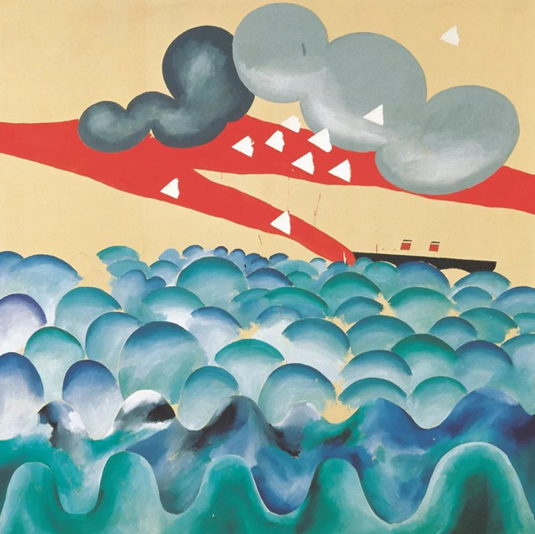 大卫·霍克尼（英国） 横渡大西洋 183cm×183cm 布面油彩 1965