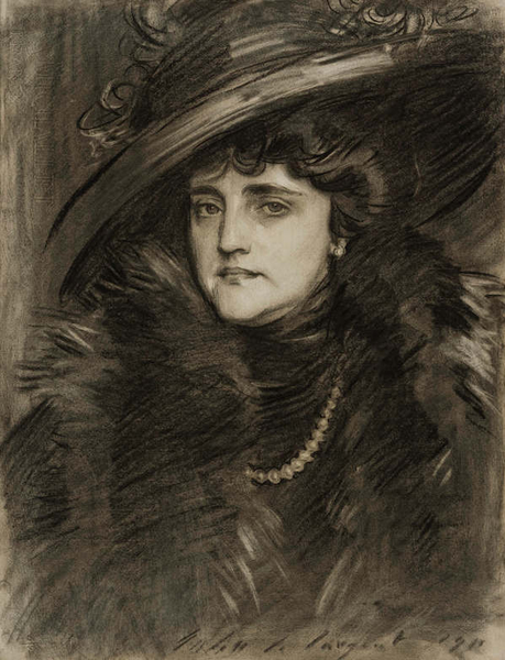 《哈里特·铂尔曼·卡罗兰》（Harriett Pullman Carolan）1911 纸本炭笔 私人收藏