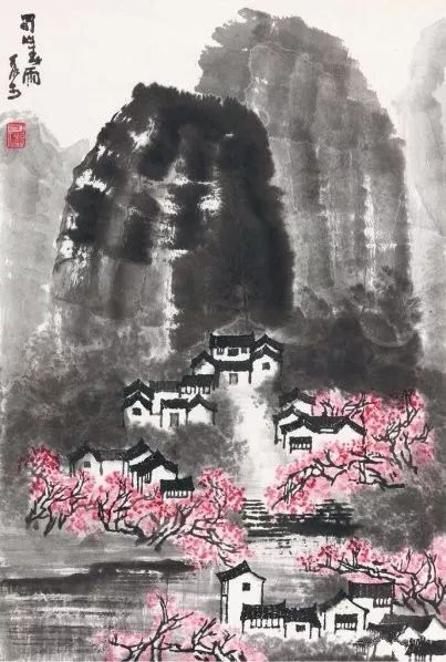 李可染《蜀山春雨》1962年