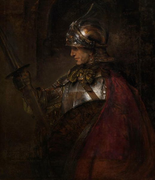 《穿着盔甲的人（阿基里斯）A Man in Armour (Achilles)》，伦勃朗，1655年
