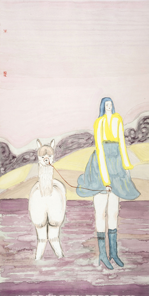 李骏逸  《归来的地方》 139x68cm  纸本设色 2017年