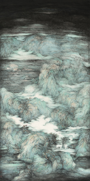刘明  《溪山怀古》 240×150cm  纸本水墨 2018年
