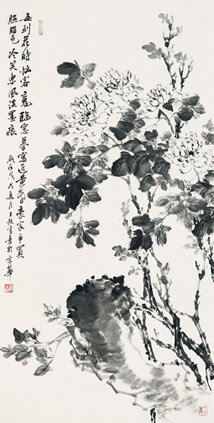 王毅  《含烟洗露》 138x69cm   纸本水墨  2018年