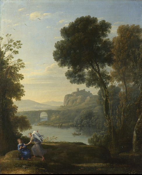 《夏甲、天使和风景》 克劳德•洛兰 板上布面油画 1646年 英国国家美术馆藏。