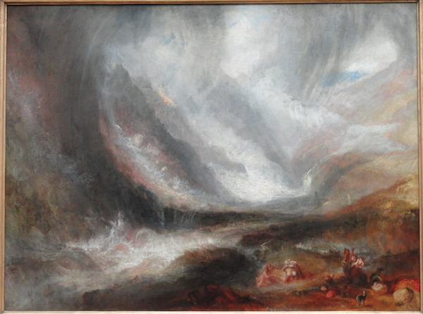 《奥斯塔山谷：雪暴、雪崩和雷暴》 威廉•透纳 布面油画 1836—1837年 芝加哥艺术博物馆藏。