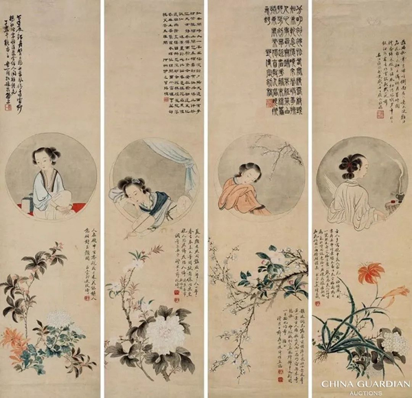 改琦 仕女四条屏