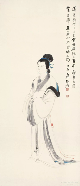 张大千  仕女