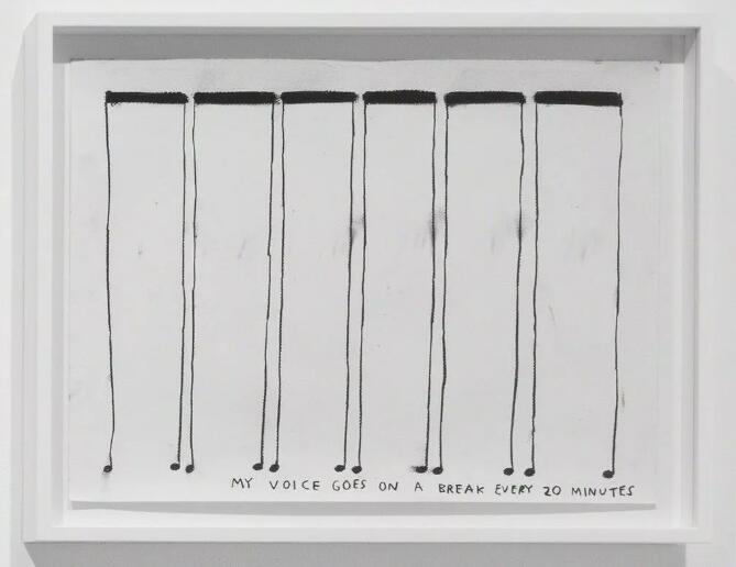 克里斯廷·孙·基姆（Christine Sun Kim），《我的声音每20分钟中断一次》（My Voice Goes on a Break Every 20 Minutes），图片致谢 Carroll/Fletcher 画廊