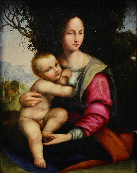 拉斐尔・桑西 意大利 圣母与子 41×31
