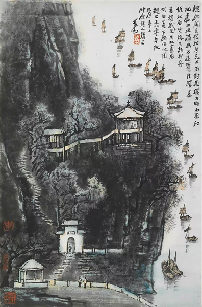 襟江阁 69cm×46cm