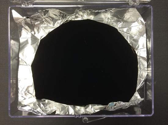 镀上Vantablack的铝箔  图源：维基百科