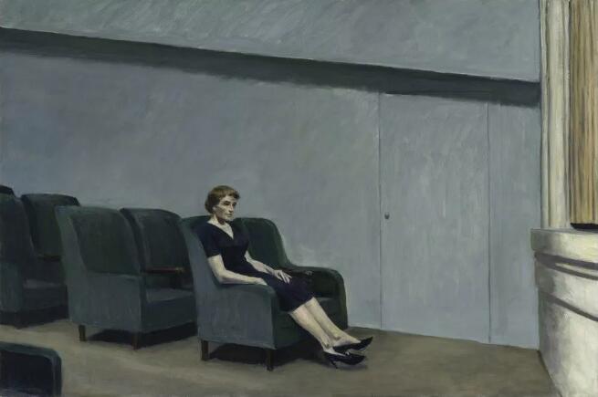 爱德华·霍普，《间隙》（Intermission）,1963年，旧金山现代艺术博物馆馆藏
