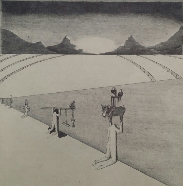 Artemis Art from Malaysia, Syahbandi Samat, Field of Burden, 61 x 61 cm, Ballpoint Pen on Canvas, 2018