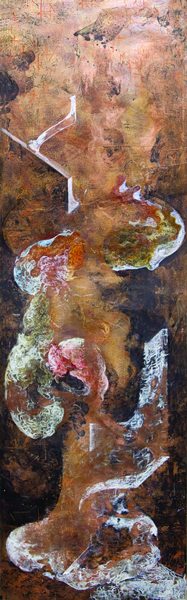 Richard Koh Fine Art from Malaysia, Seah Ze Lin, Droop, Mixed media on copper 200x60cm, 2018