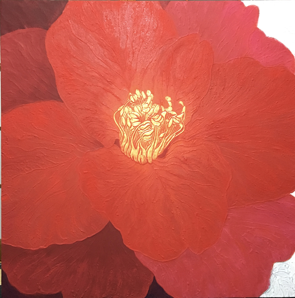HAKKENDO Gallery from Japan, Chieko Kuroishi, Shining In Red, Japanese paint, 116.7 x 116.7, 2015