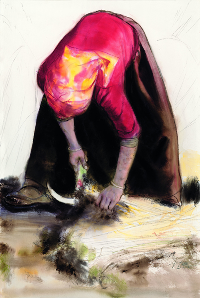 收割  陈坚  2010年 水彩 151.3×101.4cm