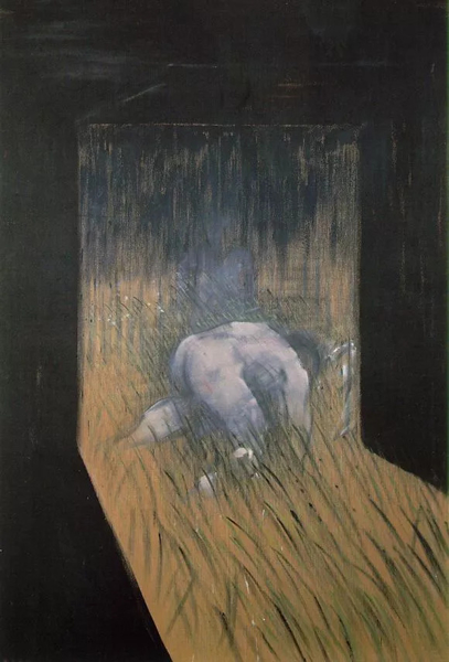 MAN KNEELING IN GRASS 1952