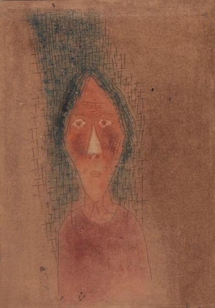 《自画像》,22×15.3cm,纸本油彩,1988