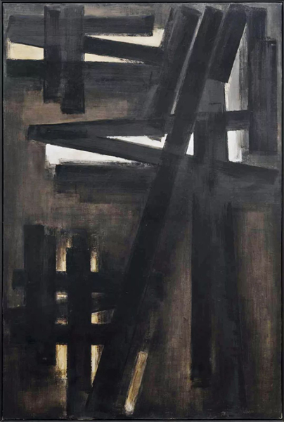 皮耶 • 苏拉吉（Pierre Soulages）《1953.05.23》油彩画布，195×130cm 1953 年作，英国泰特美术馆典藏