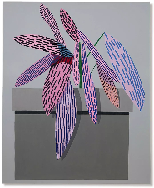 乔纳斯·伍德 (Jonas Wood) 《粉色植物及阴影二号》， 2014年作