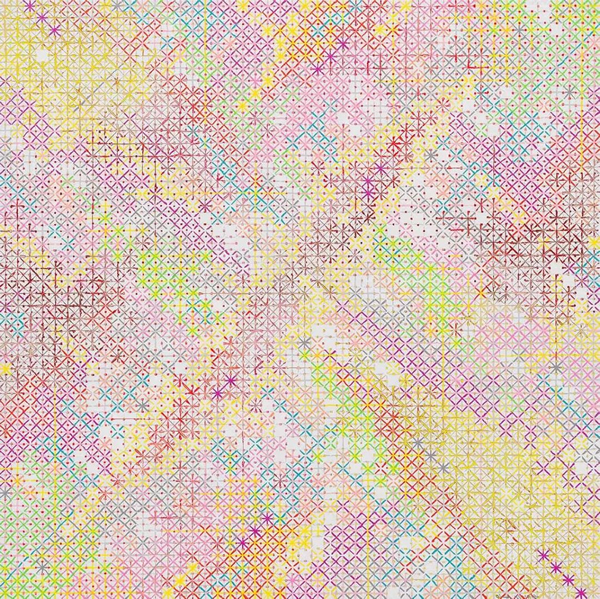 丁乙 十示 2018-5 椴木板上综合媒介 2018 120 x 120 cm