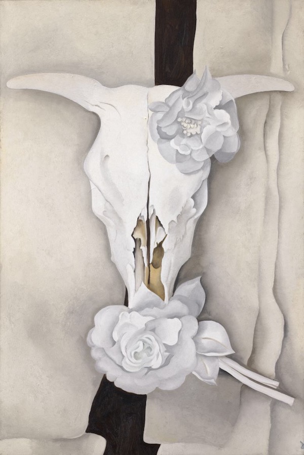 乔治亚·欧姬芙 《牛头骨与白玫瑰》1931年，芝加哥艺术博物馆，阿尔弗雷德·施蒂格利茨藏品，乔治亚·欧姬芙捐赠