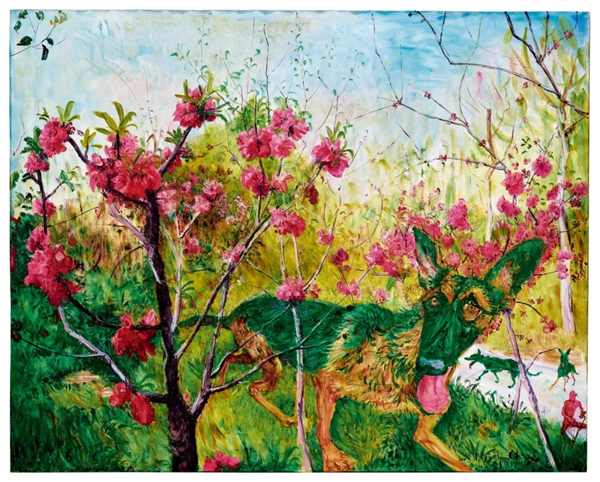 Lot 217 周春芽《桃花与绿狗》 成交价： HK$ 6,844,000