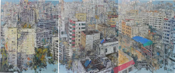 张杰  《間》  布面油画  200 x 480cm  2018
