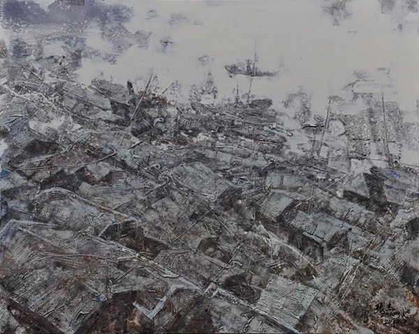 张杰  《陪都依稀》之三  布面油画     80 x 100 cm  2017