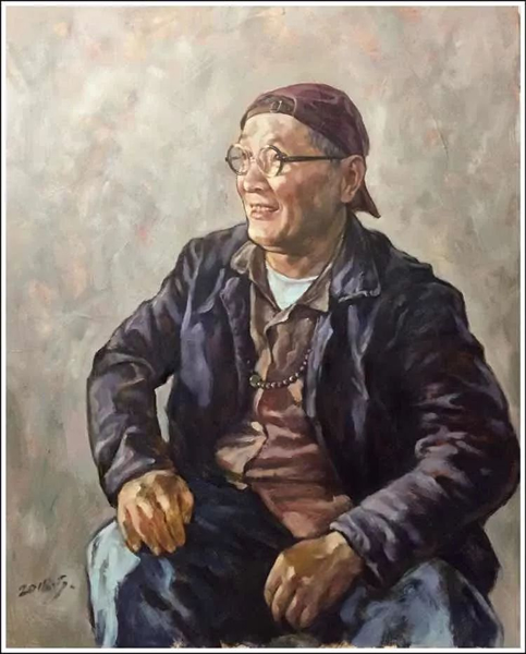  张林  《光阴的故事-王川》  布面油画   100 x 90 cm  2018