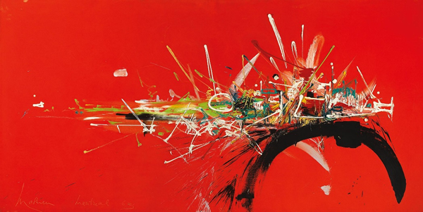 乔治．马修《向多拉尔－德索莫致敬》1963 油彩 画布 97 x 194.5 cm