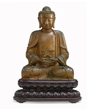 明 鎏金铜 释迦牟尼佛坐像H:50.2 cm