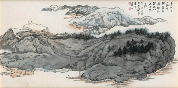 张大千｜笼翠忆五湖45x90cm