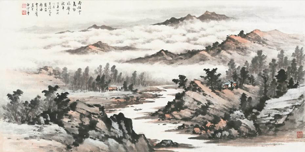 黄君璧｜溪山云海60x122cm