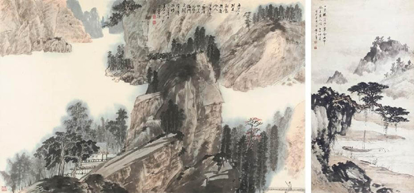 江兆申｜溪堂清话99.5x62.5cm；黄君璧｜山水114x61cm