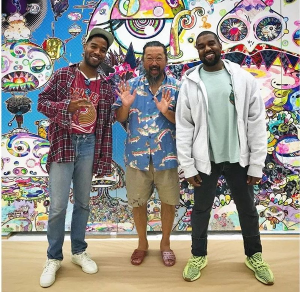 左起：Kid Cudi 、村上隆、Kanye West