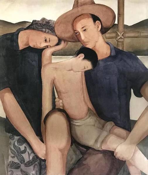 《地之子》 庞薰琹水彩初稿（油画佚失）45 × 37cm1934年庞薰琹美术馆藏