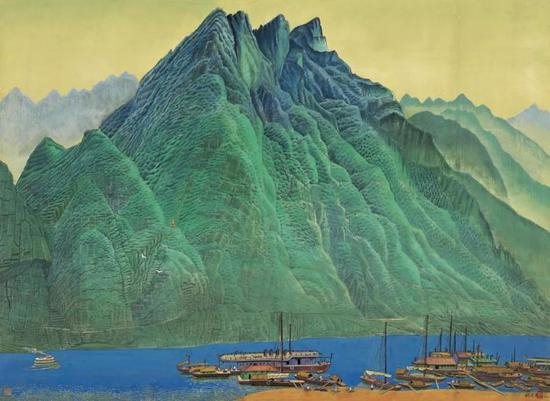 《夔门》祝大年工笔重彩111×155cm1973年 
