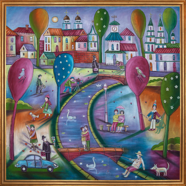 有趣的城市：明斯克-卡瓦而·谢尔盖-2000-粗麻布、油画颜料-173×173cm